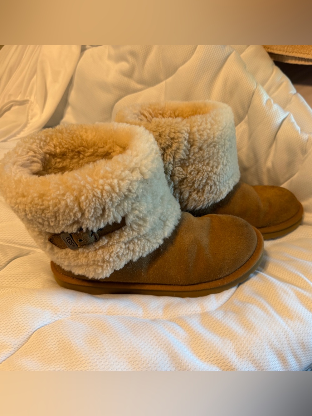UGG Chestnut Suede Shearling Boots